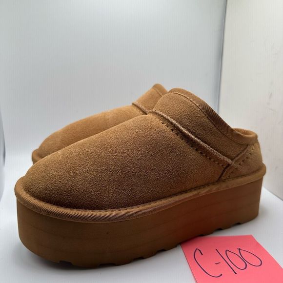 CUSHIONAIRE Women's Genuine Suede Cozy Mule Platform +Memory Foam 7 CHESTNUT - Picture 3 of 7